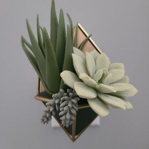 Used BBW Geometric Green and Gold Succulent Planter Wallflower plug-in.